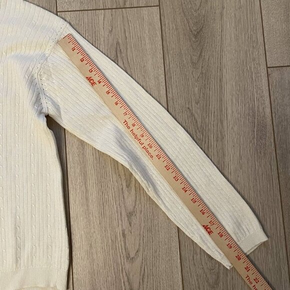 Carroll Reed Cable Knit Sweater Women's M White Pullover Long Sleeves Crew Neck - Picture 6 of 9